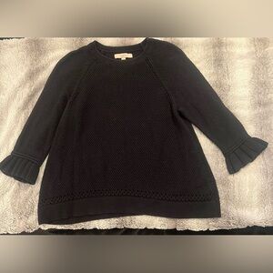 EUC LOFT Textured Knit Sweater with Bell/Ruffle Sleeve